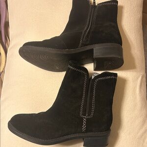 Clarks Black Suede Ankle Booties